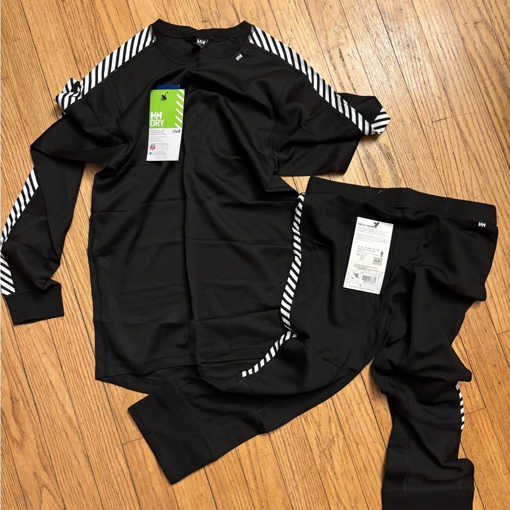 Helly Hansen Black Dry Stripe set size Small cropped pants